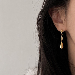 Bông Tai Thiết Kế Mờ Chải Zircon Giọt Nước Bông Tai Nữ Vintage Ánh Sáng Sang Trọng Thời Trang Thanh Lịch Đi Lại Bông Tai