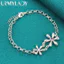 URMYLADY Bạc 925 Đôi Hoa Zircon Vòng Tay Nữ Tiệc Cưới Thời Trang Quyến Rũ Trang Sức