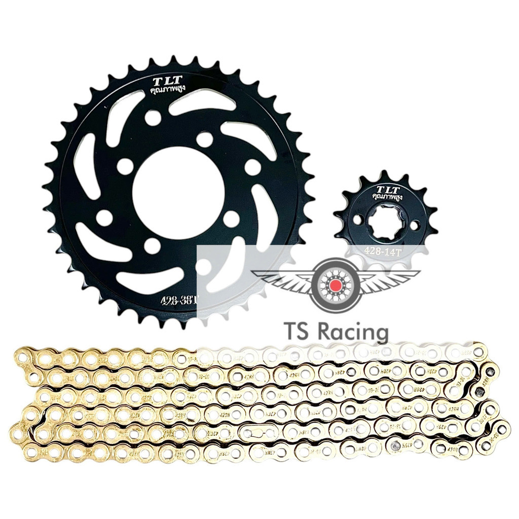 Bộ nhông sên đĩa NSD xích sên TLT thái lan raider fi - satria fi (Black 428H mạ đồng 14-38-126L)