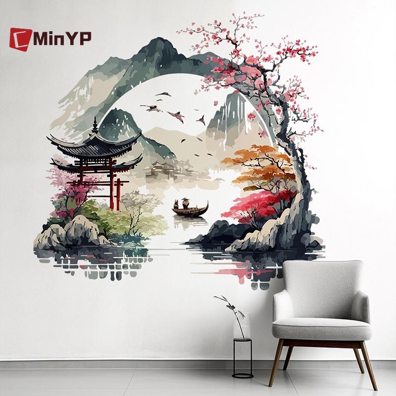 CMinYP Tranh Phong Cảnh Chim Núi Sông Tường Stier Baground Nhà Phòng Ngủ Tường Bếp Tủ Lạnh Trang Trí Nhà Đề Can Vinh Quang