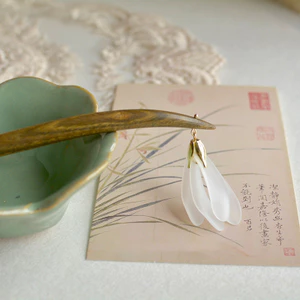 WHX-Magnolia Kẹp Tóc Gỗ Đàn Hương Xanh Kẹp Tóc Thanh Lịch Hanfu Đơn Giản Tất Cả Trận Đấu Tóc Cuộn