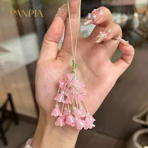 PNPIA- Mặt dây chuyền nho Lily Of The Valley DIY Craft Kit Điện thoại tươi mát và dễ thương Túi quyến rũ Móc khóa sáng tạo quyến rũ
