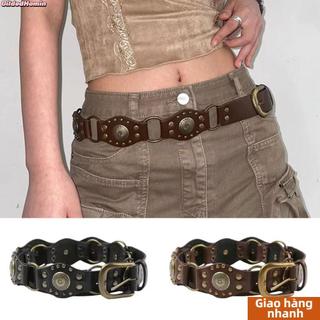 [VN Local] Thắt lưng GILDEDHOMIN, Thắt lưng eo rộng Gothic Steampunk, Retro y2k Grommet Da PU Vintage Rivet Thắt lưng Quần jean nữ