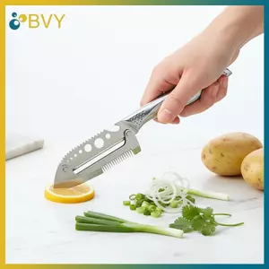 Máy gọt vỏ bằng thép không gỉ 5 trong 1 đa chức năng BVY Máy cắt rau củ & trái cây Dụng cụ nhà bếp đa năng để gọt vỏ vụn.