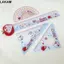 LAKAM 4 Bộ Thước, Mèo Con Đỏ / Chó Con Xanh Đo Vẽ Văn Phòng Phẩm Thước Thẳng, Bộ Acrylic Chất Lượng Cao Quà Tặng Vuông