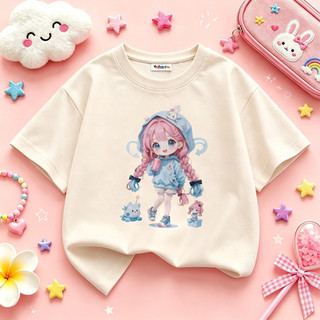 Áo thun dáng rộng tay lỡ bé gái  2026 áo phông Premium Cotton in hình cute dễ thương cho bé