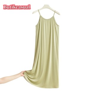 Váy Sling Nữ Plus Size Mùa Hè Không Tay Bộ Đồ Ngủ Váy Trơn Thường Ngày Váy Ngủ