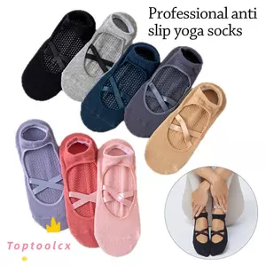 TOPTOOLCX Pilates Tất, Tất Cotton Co Giãn Yoga, Thoáng Khí Chống Trơn Trượt Bông Tai Kẹp Phố Giữa Ống Tất Nữ