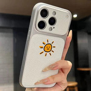 Ốp lưng iPhone Họa tiết da mạ họa tiết mặt trời iPhone 17 16 15 14 13 12 11 Pro Max Plus Max