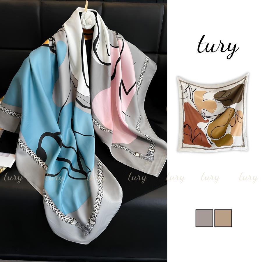 Khăn Lụa Nữ - Tury - Khăn Lụa Chiffon Nữ 90x90cm Phối Họa Tiết Trừu Tượng Phong Cách Cá Tính - K9106