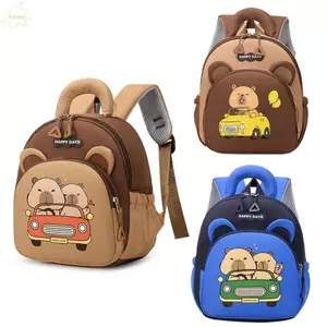 Túi đi học Capybara AWNGD, Ba lô Capybara dung tích lớn bằng Nylon, Ba lô mẫu giáo nhiều túi hoạt hình nhẹ