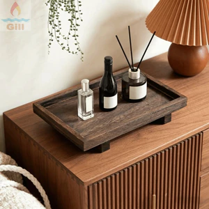 Khay đựng đồ phòng tắm GILL, Tấm khay gỗ phong cách Nhật Bản chịu nhiệt, Đĩa ăn nhẹ đa chức năng bằng gỗ nguyên khối thân thiện với môi trường Khay trà Gongfu Cà phê
