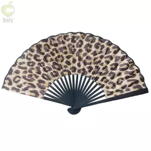 Quạt Gấp ROLY, Quạt Gấp Tay In Hình Da Báo Lớn, Bền Với Khung Đen Nhẹ Thanh Lịch Cổ Điển Quạt Khiêu Vũ Nữ Quà Tặng Dự Tiệc