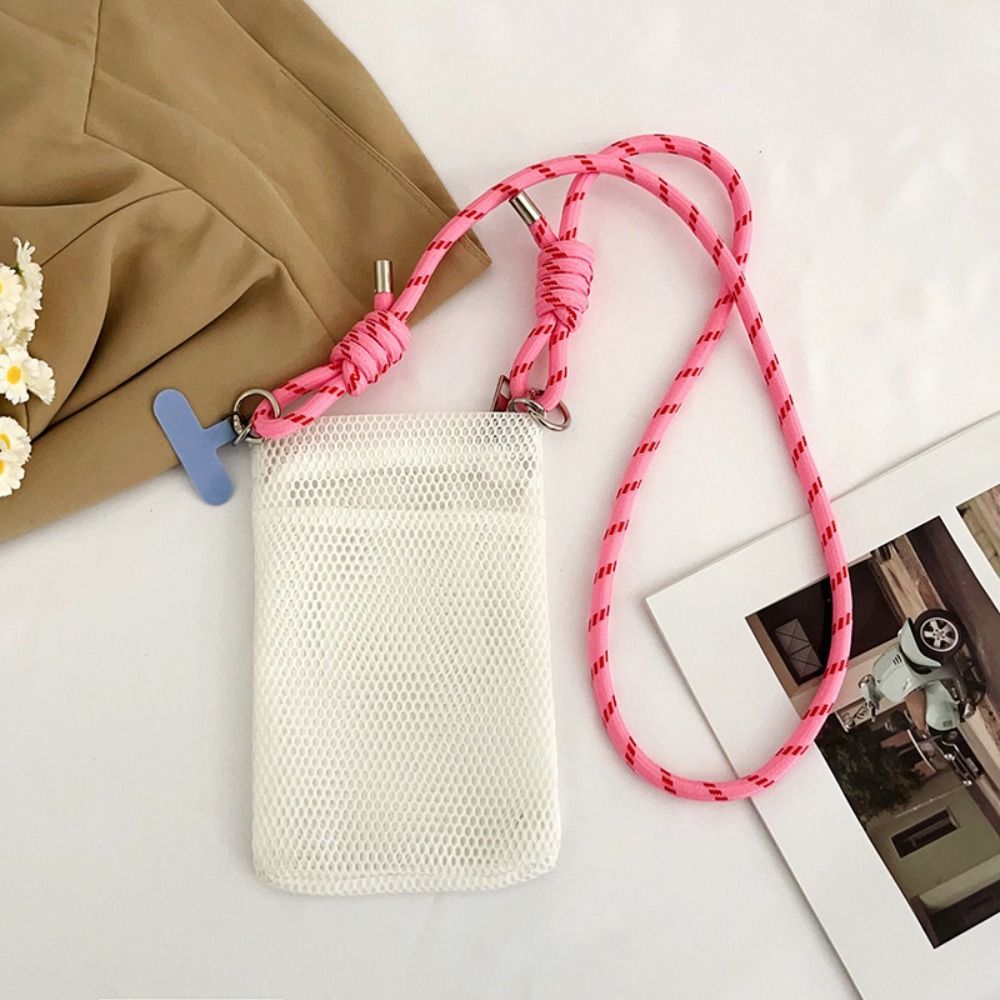 Túi lưới di động GOJO, Túi đeo vai phong cách Hàn Quốc ngọt ngào rỗng, Ví màu trơn Túi đeo chéo nữ có thể điều chỉnh cho bé gái