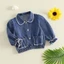 1-6 Tuổi Trẻ Em Bé Gái Mùa Thu Áo Khoác Denim Có Túi Sò Viền Thường Ngày Nút Xuống Búp Bê Cổ Áo Dài Tay