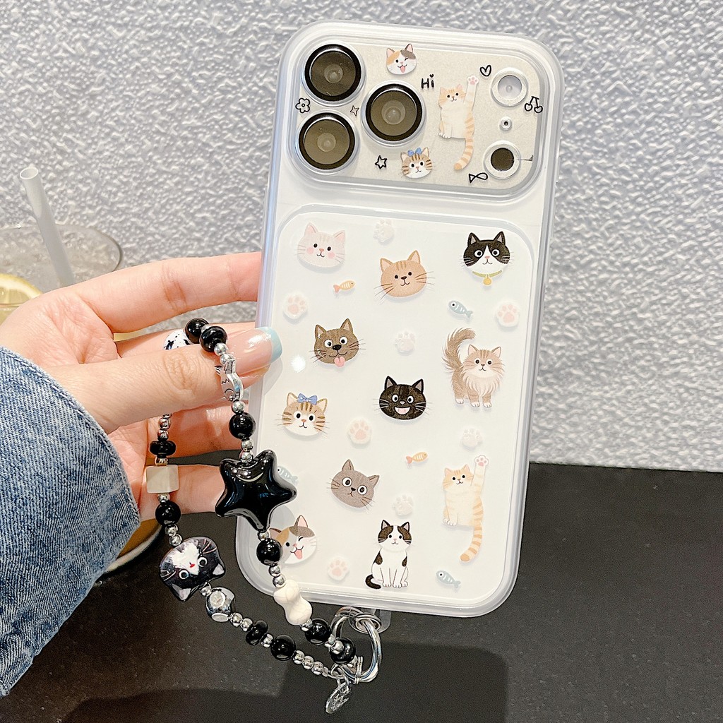 Ốp Điện Thoại Mèo Dễ Thương Cho IPhone 17 Pro Max 17 16 15 14 13 Vỏ Bảo Vệ Chống Sốc