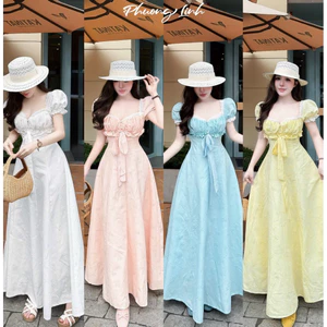 ĐẦM XÔ THÊU MAXI VIỀN REN ĐÍNH NƠ BYJOLIE