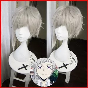 YB1 Bungo Đi Lạc Chó Nakajima Atsushi Cosplay Tóc Giả Bạc Halloween Trang Phục Hóa Trang Hiệu Suất Lông Tơ Tóc BY1