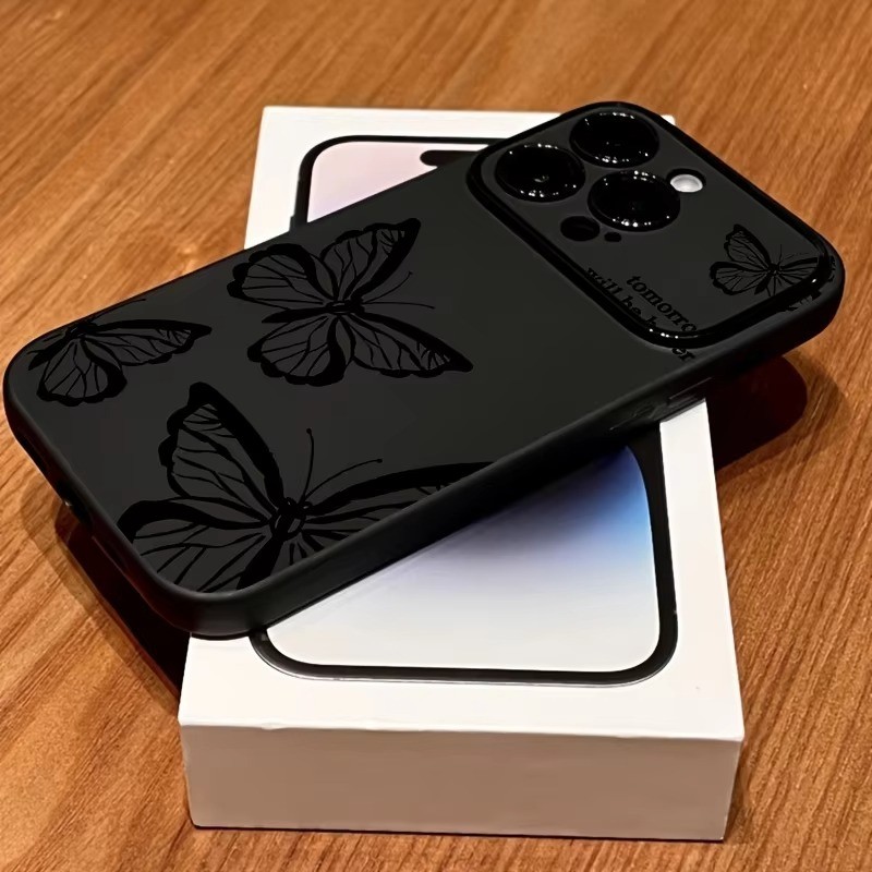 Ốp Điện Thoại Silicon Chống Sốc Bướm Đen Cho iPhone 11 14 15 16 Plus 12 13 17 Pro Max Cho iPhone X XS XR Bìa Mềm