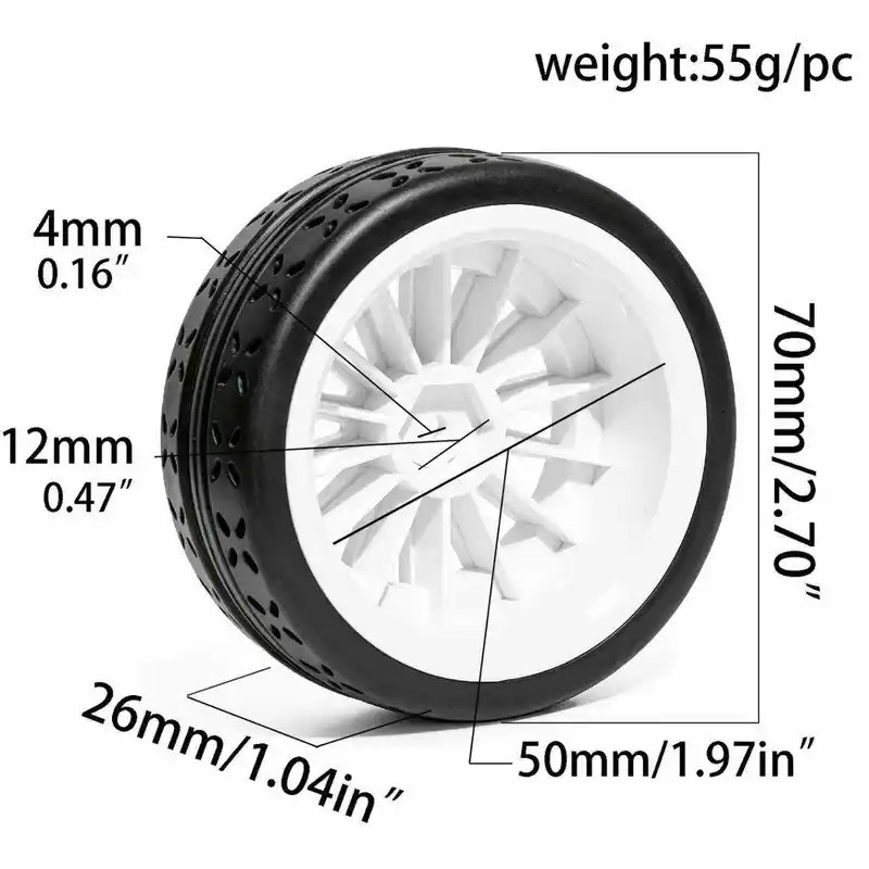 4 OD 70mm 1 / 10 RC Rally Đua Xe Đường Phố Lốp Và Bánh Xe Nhựa Cứng Cho Tỉ Lệ 1: 10 Trên Đường Trôi Lưu Diễn Xe 4 Chiếc MJXRC 10304 TT01 Rally 1 / 10 Đa Năng P103004Lốp kéo B