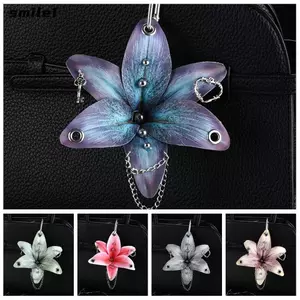 SMILE Mô Phỏng Hoa Móc Khóa, Nhiều Màu Sắc Mô Phỏng Hoa Lan Lily Móc Khóa, Ba Lô Thời Trang Trang Trang Trí Thủ Công Khoan Và Đâm Bướm Phong Lan Móc Khóa