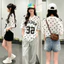 Milyfashion Casual Tất Cả Trận Đấu Nhanh Khô Phố Cổ Chữ v In Hình Ngắn Tay Chấm Bi Mùa Hè Phong Cách Mới AZJN