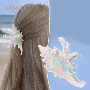 PNPIA- Ocean Conch Kẹp Tóc Cua Biển Vỏ Hàn Quốc Lớn Vuốt Tóc Kẹp Tóc Thời Trang Hairgrips Dành Cho Nữ Bé Gái Phụ Kiện Tóc Đuôi Ngựa