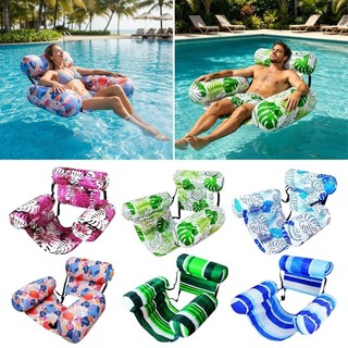 HOBBYIN Phao bể bơi bơm hơi, Vỏ vải Họa tiết lá Giường nổi, kiểu dáng với tựa lưng Thiết kế tựa lưng Đồ chơi dự tiệc nổi
