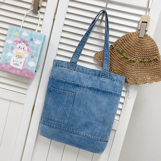 Túi đeo vai denim vải canvas dung tích lớn thời trang phong cách Hàn Quốc