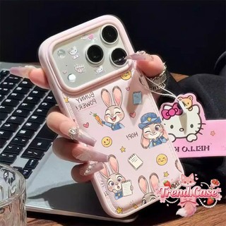 Leather Texture Phone Case for IPhone 17 16 15 14 13 12 11 Pro Max Air Xr Xs Max 7 8Plus Cartoon Rabbit Soft Cover