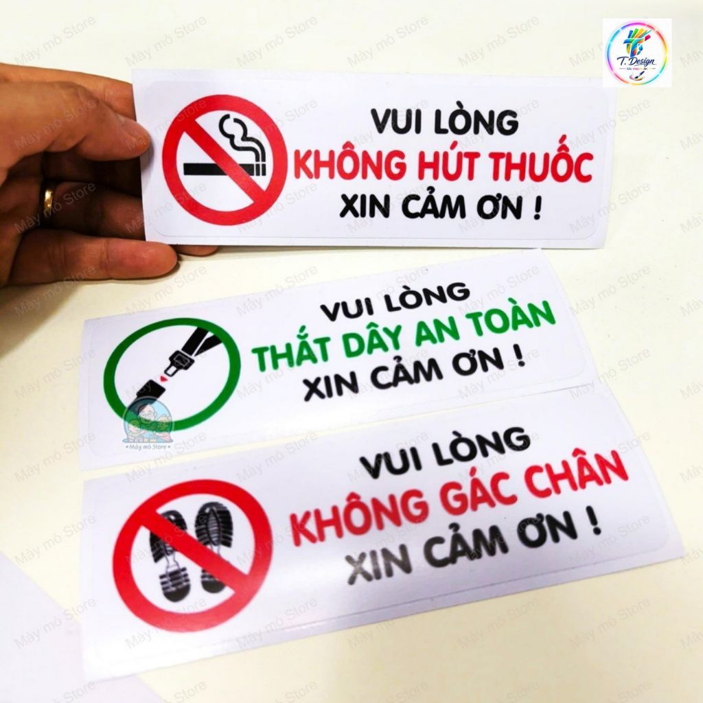 "Decal No Smoking & Seatbelt Reminder cho Xe Hợp Đồng – Mày Mò Store"
