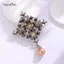 AqToCna Vintage Baroque Kim Cương Giả Chữ Thập Thổ Cẩm Dành Cho Nữ Pha Lê Ngọc Trai Nước Thả Thổ Cẩm Tiệc Văn Phòng Trang Sức Quà Tặng AqToCna