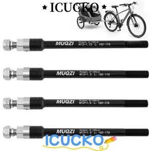 ICUCKO Xe Đạp Thru Trục Trailer Hitch Adapter, Hợp Kim Nhôm 160-178mm Huấn Luyện Thru Trục Adapter, Đen Phát Hành Nhanh Xiên M12x1.0 / 1.5 / 1.75 Ren Thru Trục Cưỡi