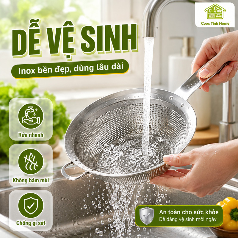 Rây Lọc Lưới Inox 304 Cao Cấp Bền Đẹp Để Lọc Cháo Sữa Đậu Rây Bột Dùng Trong Bếp Nấu Ăn