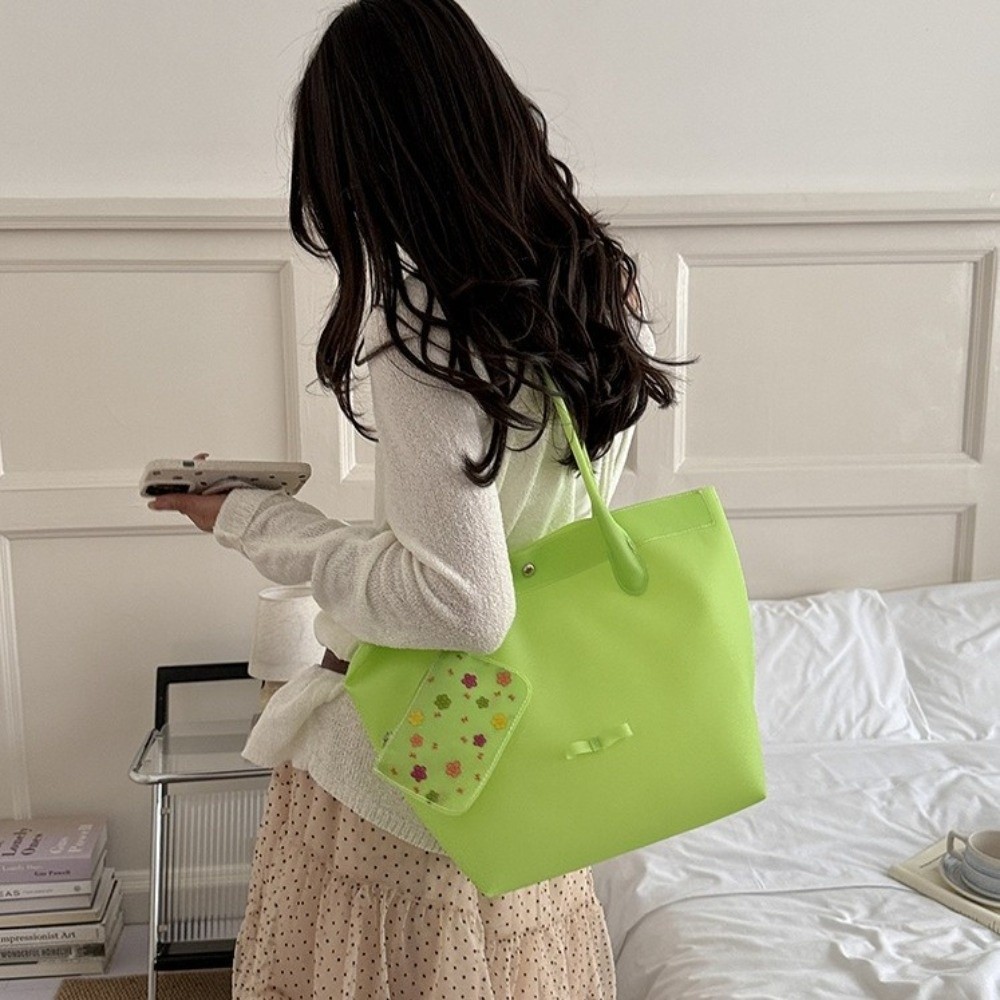 Túi xách trong suốt HOBBYIN, Túi Tote công suất lớn PVC, Túi đeo vai đi biển chống nước màu thạch trơn sành điệu