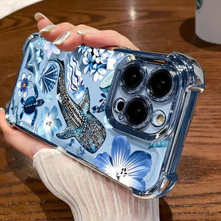 Ốp Lưng Cho OPPO A6 A5 A3 Pro A6X A3X A5X Reno 15F 13F 15 12 10 14 Pro 11 10 5G 11F 12F Reno 6 7 8 Pro 7Z 8Z 8T Vỏ Hoạt Hình Cá Voi Đại Dương Mạ Mềm Silicon Chống Sốc Không Khí-BẢO VỆ