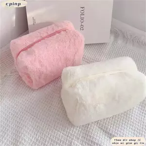 Túi đựng đồ trang điểm sang trọng CPINCP Velvet, Túi đựng mỹ phẩm di động phồng, lông mềm dễ thương Bộ sắp xếp lưu trữ dung lượng lớn Sử dụng du lịch
