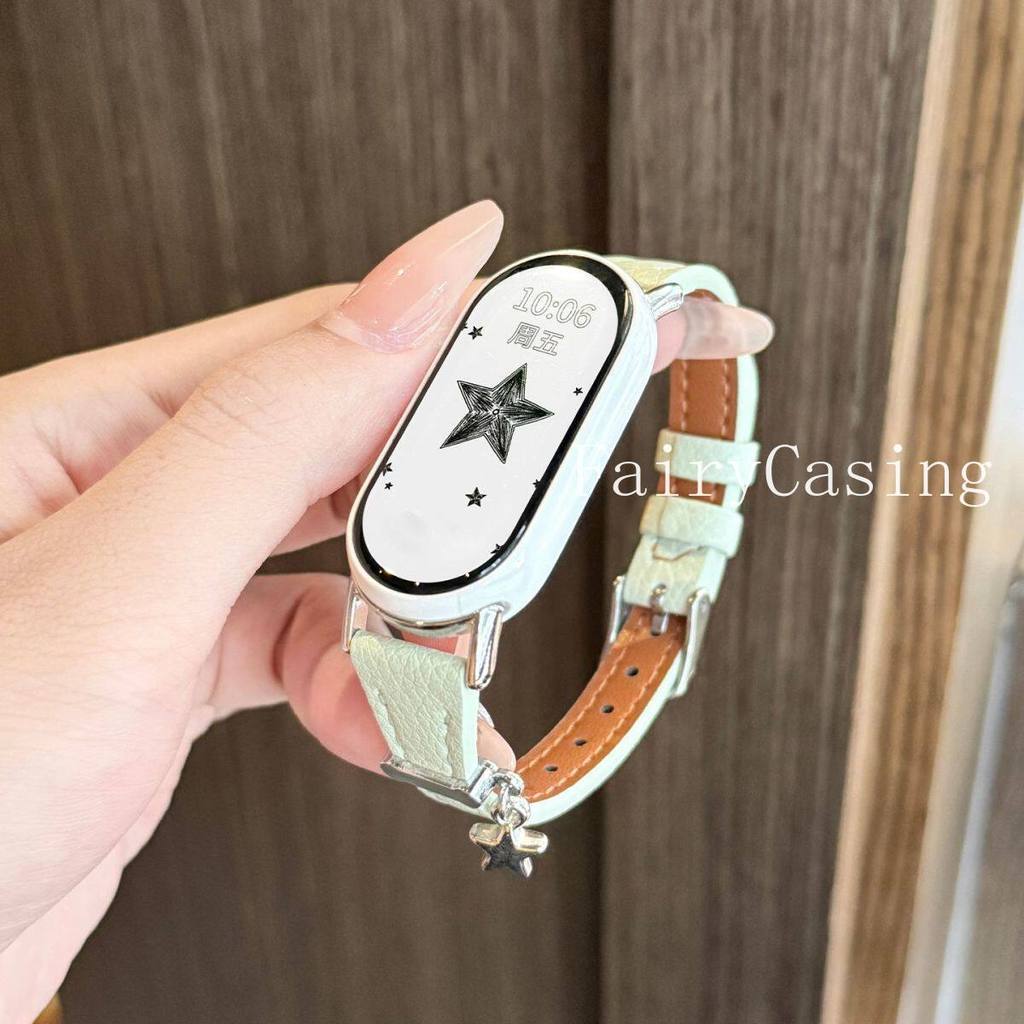 Dây đeo bằng da họa tiết Litchi cho Xiaomi Mi Band 10 9 8 7 6 5 4 3 cho Redmi Watch 6 5 4 Vòng đeo tay thay thế