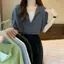Váy sơ mi giả hai mảnh nữ mùa hè Bộ đồ cao cấp nhỏ Váy dài một nửa Bộ đồ dáng ôm hơn