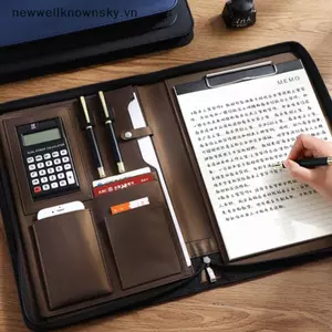 MỚI Đa Năng A4 / A5 Da PU Danh Mục Đầu Tư Dành Cho Người Tổ Chức Tài Liệu Túi Dây Kéo Có Máy Tính Bút Người Đàn Ông Viết Cặp Văn Phòng SKY