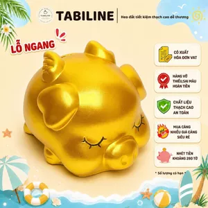 Heo đất ống tiết kiệm tiền lỗ ngang cánh tiên thiền thần vàng đồng 2 LD20 - TABILINE