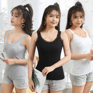 Áo Tank Mùa Hè PYCOU, Áo Sơ Mi Cami Ôm Cổ Chữ U, Thường Ngày Với Ren Không Tay Camisoles Suspender Vest Cho Nữ
