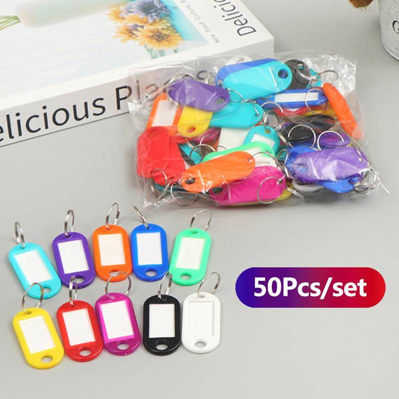AN.MART 50 Chiếc Móc Khóa Nhiều Màu Sắc Thẻ Chìa Khóa Nhãn ID Tên Phòng Địa Chỉ TEL Số Bút Chìa Khóa Thẻ Hành Lý Có Vòng Chia VN