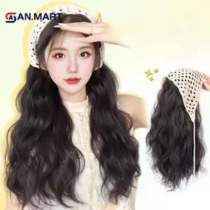 AN.MART Khăn Trùm Đầu Hình Tam Giác Tóc Giả Mũ Nữ Tích Hợp Tóc Giả Thời Trang Mùa Hè Tóc Giả Nữ Tóc Dài Tóc Giả Mũ VN