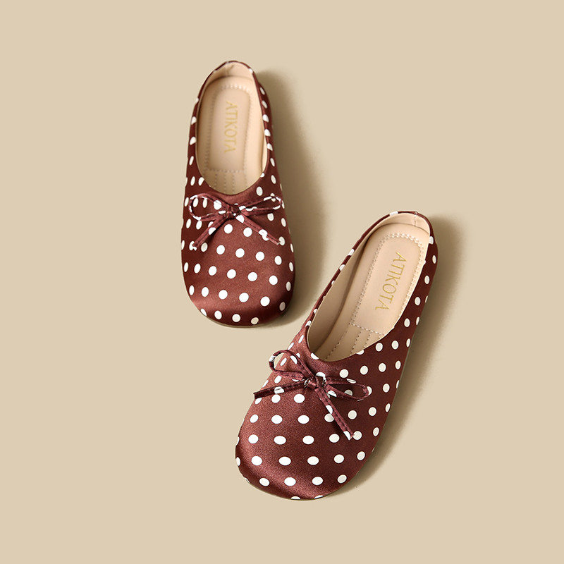 Atikota Nữ Vintage Dép Ngọt Nơ Thoải Mái Đế Mềm Mại Thông Thường Slip On Dành Cho Nữ Hàng Ngày Trong Nhà Ngoài Trời Thời Gian Mặc