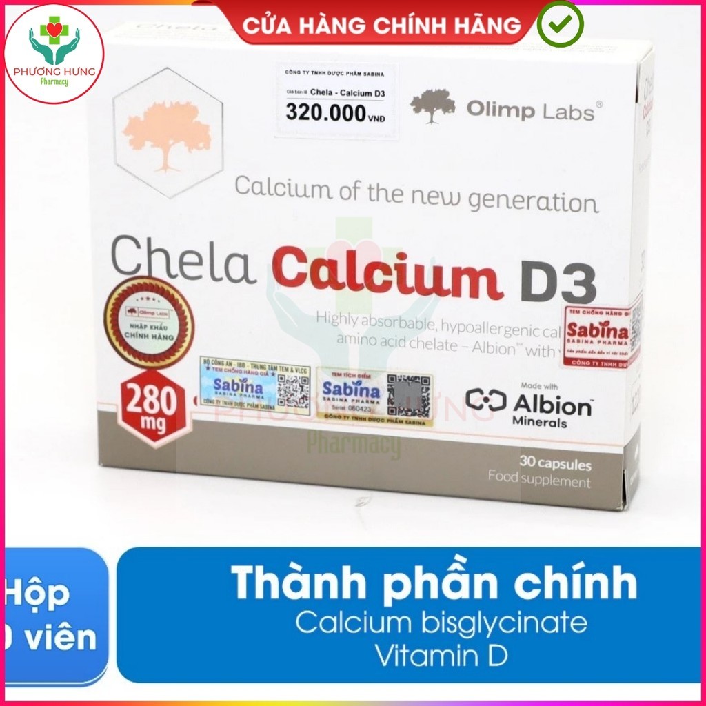 Chela Calcium D3-Bổ Sung Canxi,Vitamin D3 Cho Trẻ Từ  6 Tuổi,Người Lớn,Mẹ Bầu Và Cho Con Bú-Hộp 30V