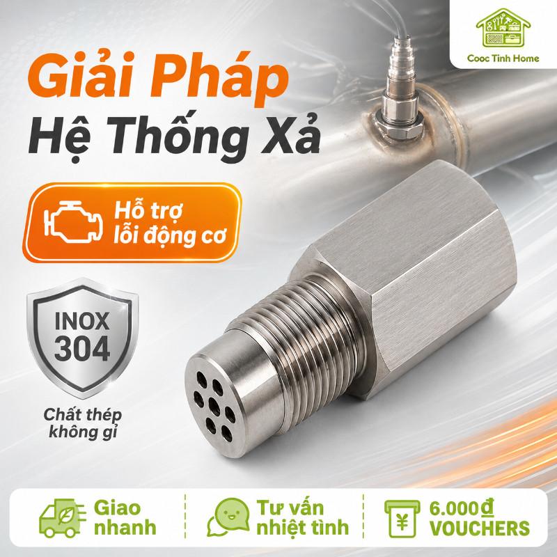 Bộ Chuyển Đổi Cảm Biến Oxy - Giải Pháp Xử Lý Lỗi Đèn Động Cơ, Chất Thép Không Gỉ & Độ Bền Vượt Trội
