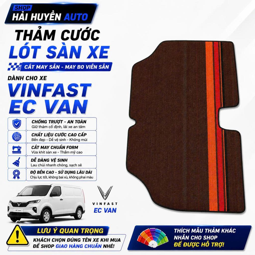 Bộ thảm lót sàn cước cho xe tải Vinfast EC Van cắt sẵn và may bo viền chống nước, chống trơn trượt, Nội thất ô tô