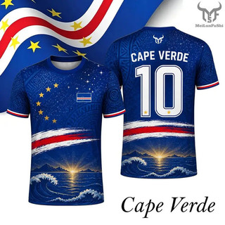 Cape Verde Cờ In Jersey Nam Mới Nhanh Khô Thoáng Khí Bóng Đá Huấn Luyện Đồng Phục Nam Nữ Dạo Phố