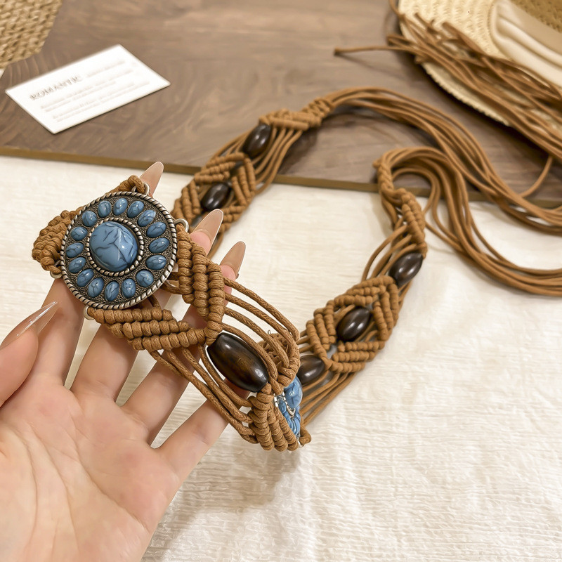 2026 Phong Cách Mới Phong Cách Dân Tộc Phù Hợp Với Dây Thắt Lưng Trang Trí Nữ Bohemian Tay Dệt Thắt Lưng